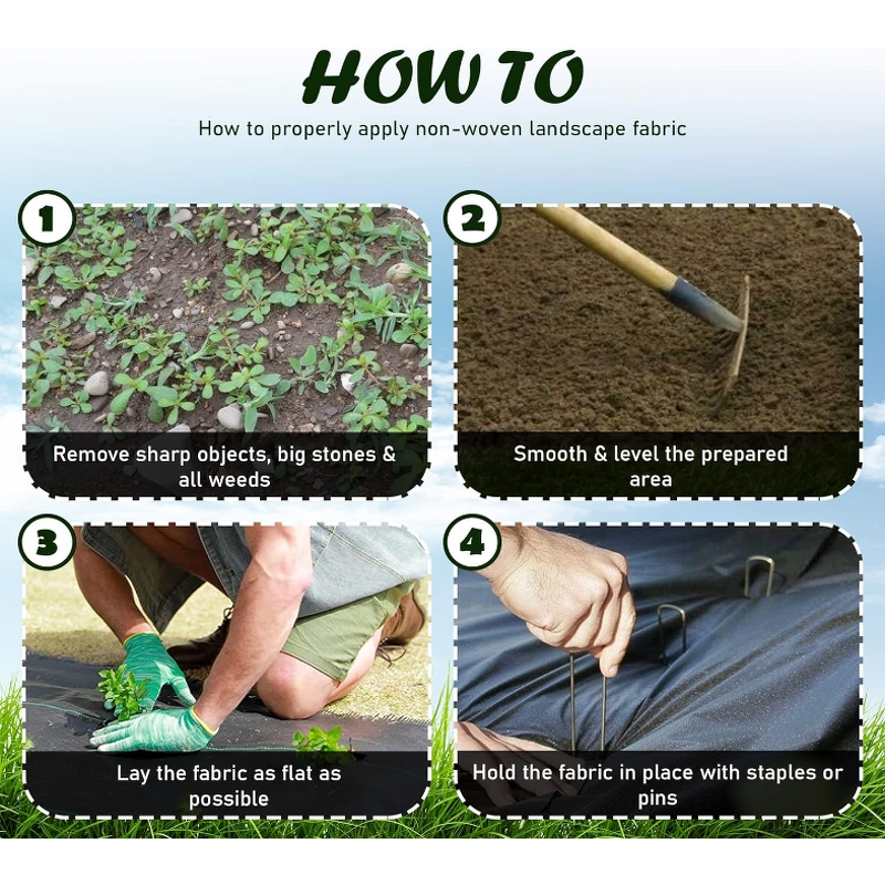 Weed Control Mat Factory - Black Mulch Non-Woven Breathable Fusible