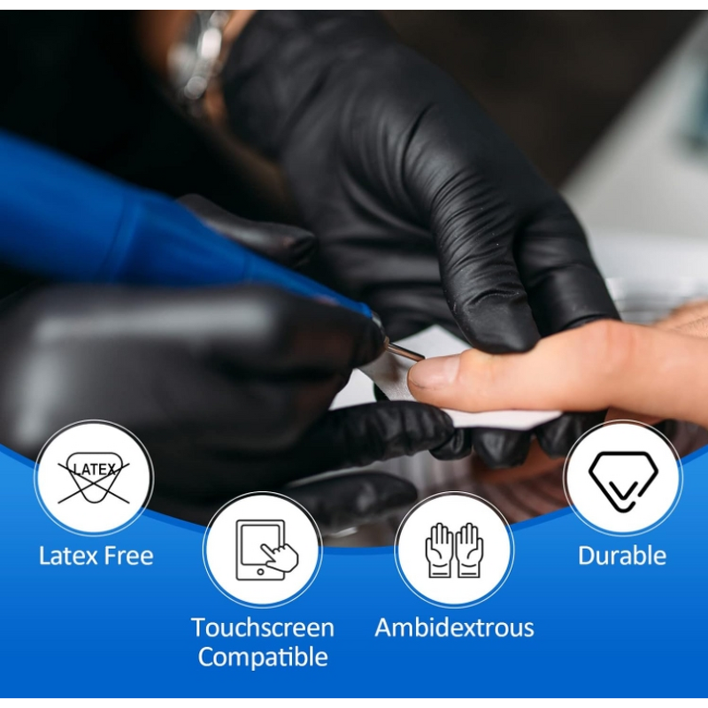 Blue Nitrile Gloves Manufacturer - Powder-Free Disposable Safety Black