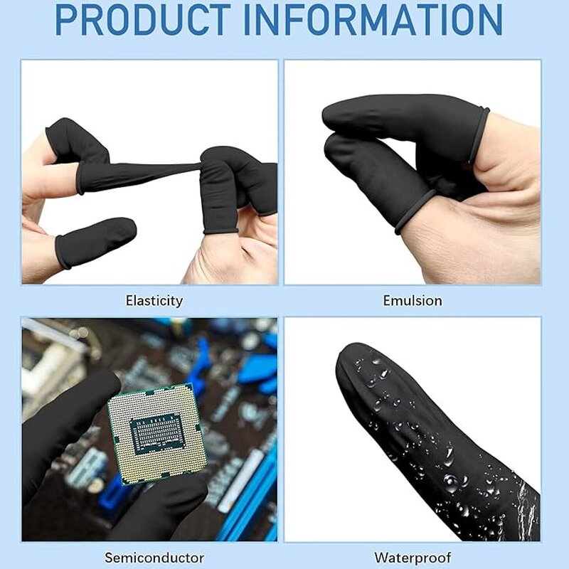 Latex Finger Cot Factory - Black Disposable for Electronic Repair Handmade