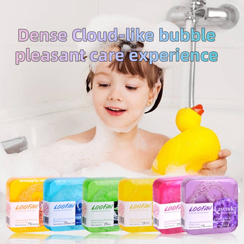 Lavender Loofah Soap Manufacturer - Factory Price OEM 100g Natural Essential Oils Acne Removal
