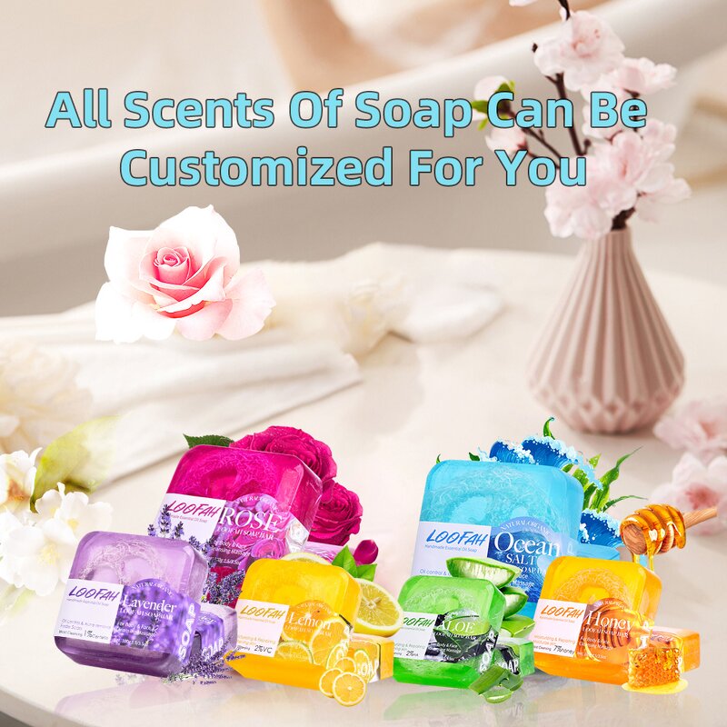 Lavender Loofah Soap Manufacturer - Factory Price OEM 100g Natural Essential Oils Acne Removal