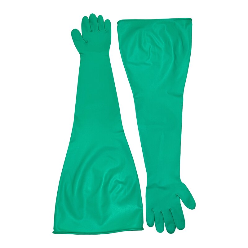 Green Nitrile Rubber Gloves Manufacturer - Long Arm for Scientific Research Experimental Box