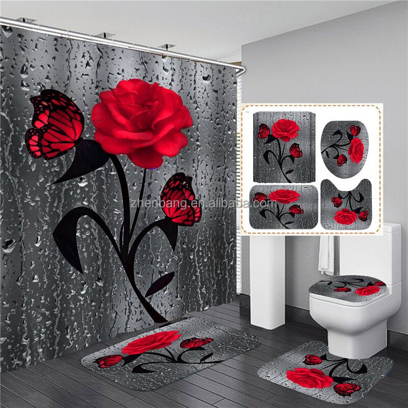 Bathroom Set Factory - Customized 3D Design Waterproof Fabric Shower Curtain