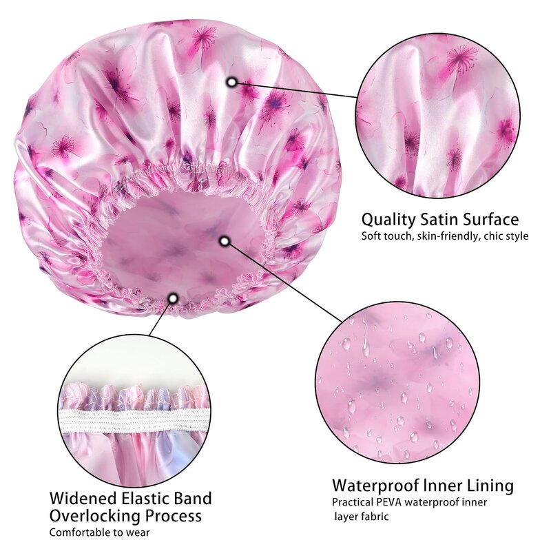 Shower Cap Factory - Custom Adult Women's Plastic Double Layers Reusable