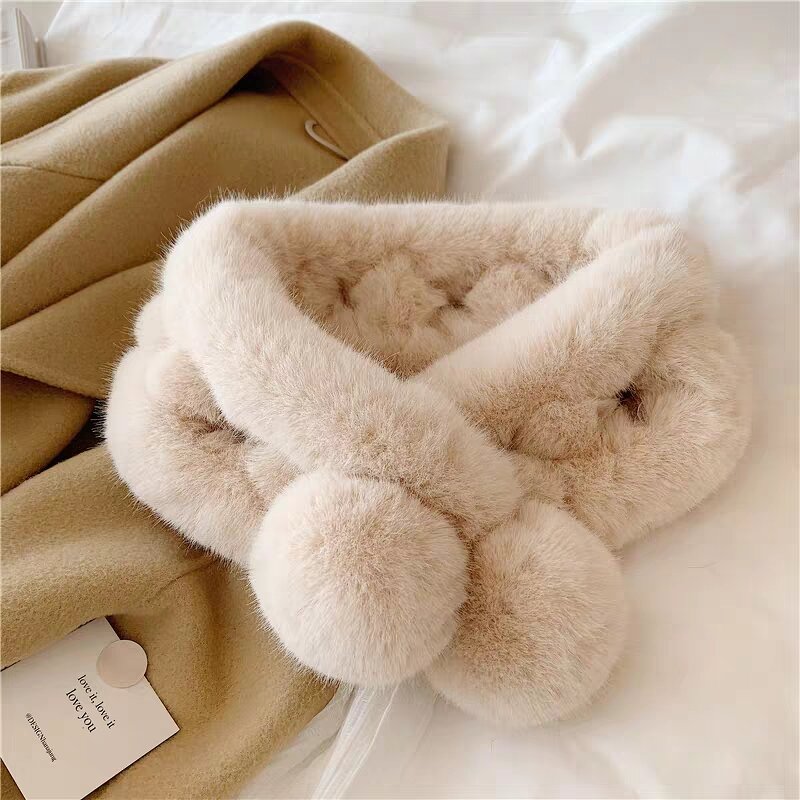 Faux Fur Scarf Manufacturer - Custom Soft Artificial with Ball Rabbit Fur Scarf