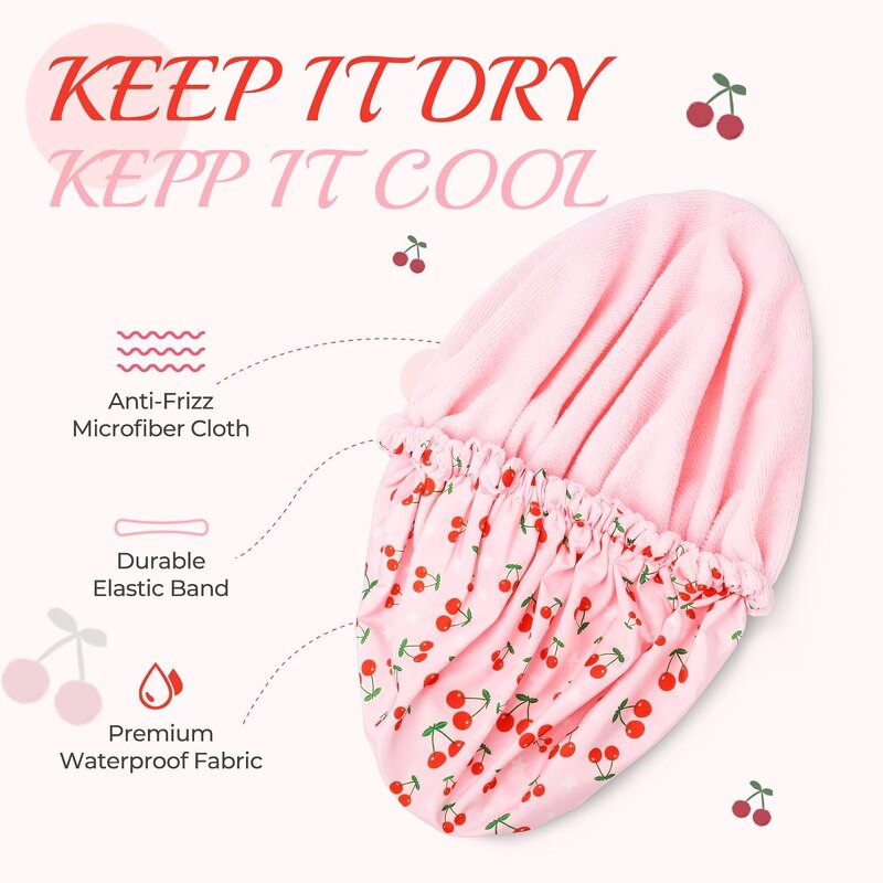 Shower Cap Factory - Custom Women's Fruit Pattern Fleece Lined Waterproof