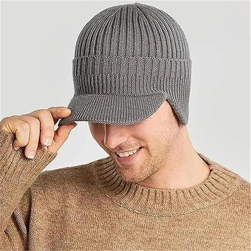 Knitted Hat Manufacturer - Custom Elastic Warm Ear Protection with Brim
