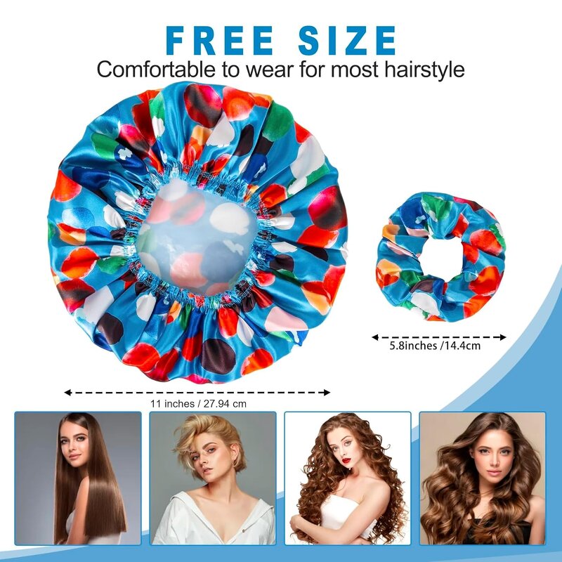 Shower Cap Set Manufacturer - Women's Double Layers PEVA Floral Reusable