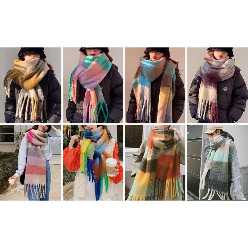 Winter Scarf Manufacturer - Large Chunky Plaid Checked Colorful Oversized Soft
