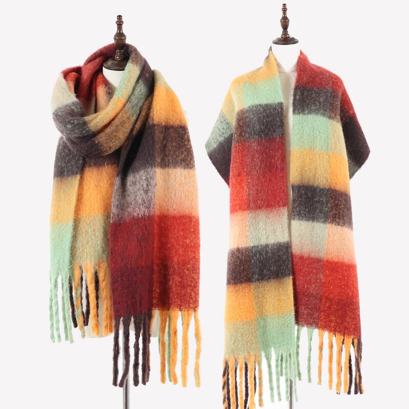 Winter Scarf Manufacturer - Custom Large Oversize Plaid Cape Cashmere Chunky