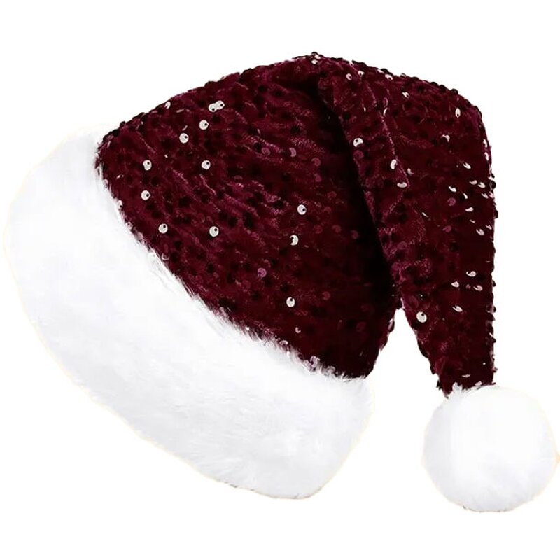 Santa Hat Manufacturer - New Warm Knitted Double Layer Sequin Plush Larger