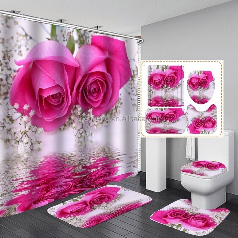 Bathroom Set Factory - Customized 3D Design Waterproof Fabric Shower Curtain