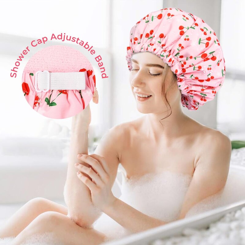 Shower Cap Factory - Custom Women's Fruit Pattern Fleece Lined Waterproof