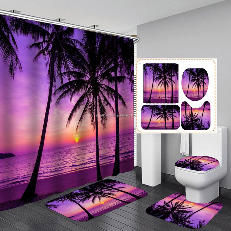 Bathroom Set Factory - Customized 3D Design Waterproof Fabric Shower Curtain