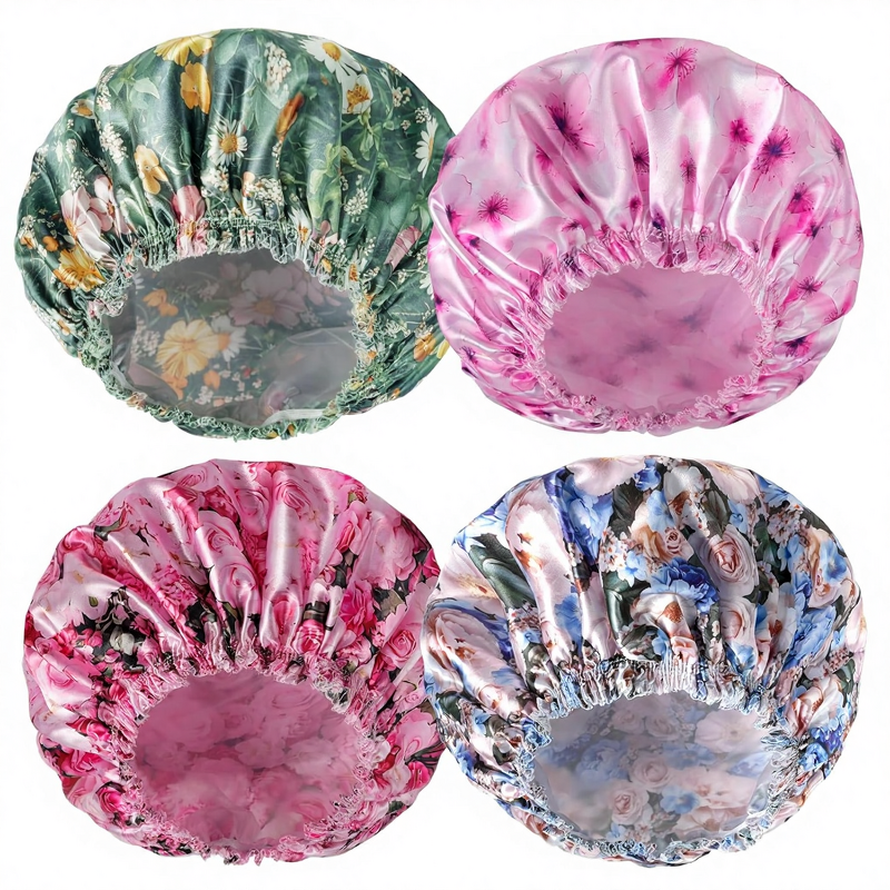 Shower Cap Factory - Custom Adult Women's Plastic Double Layers Reusable