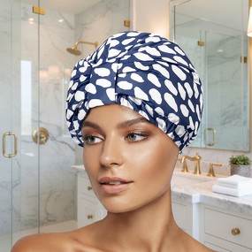 Shower Cap Manufacturer - Luxury Women's Double-Layer Adjustable Satin Lined