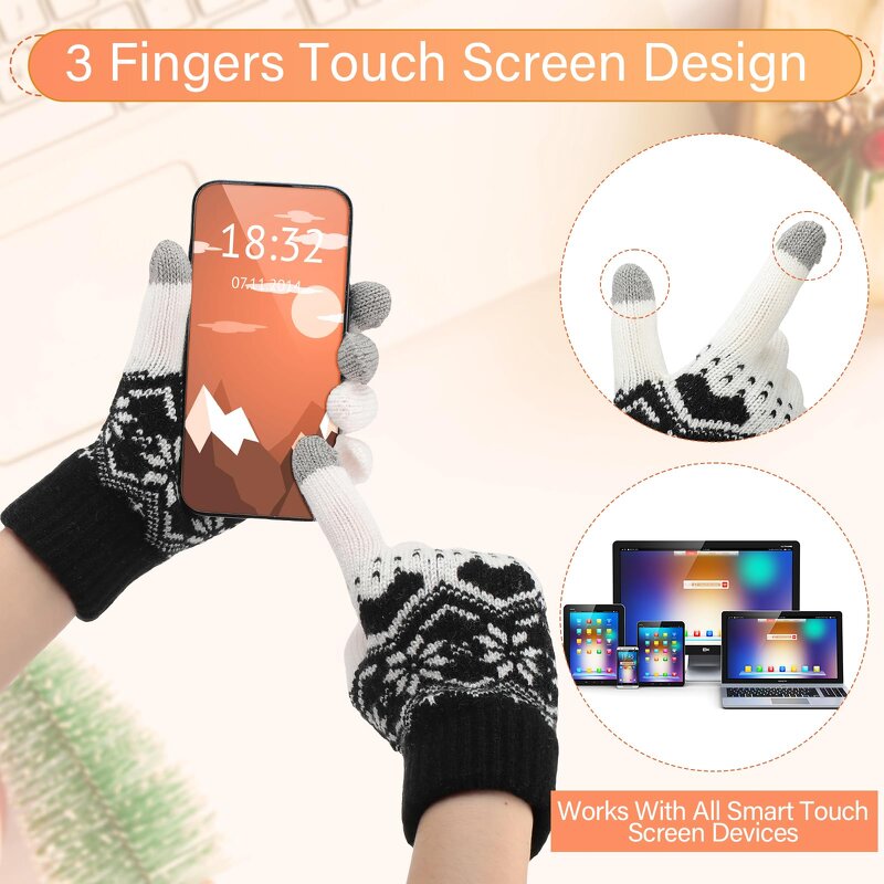 Knitted Gloves Manufacturer - Touchscreen Warm Lined for Work School Walking