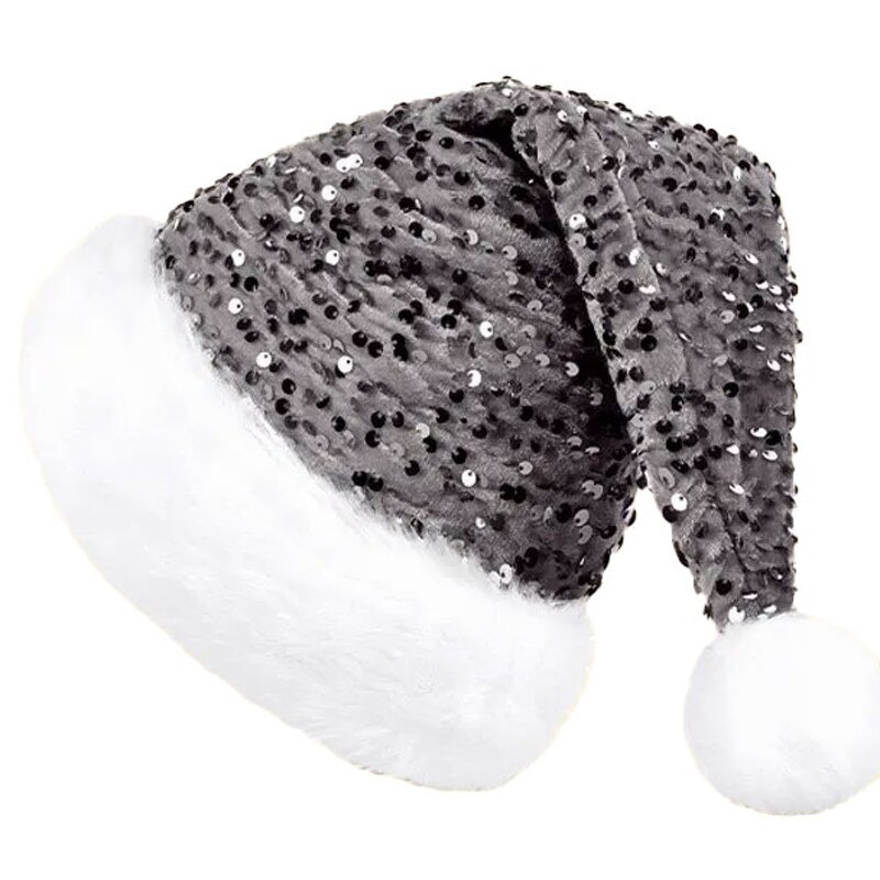 Santa Hat Manufacturer - New Warm Knitted Double Layer Sequin Plush Larger