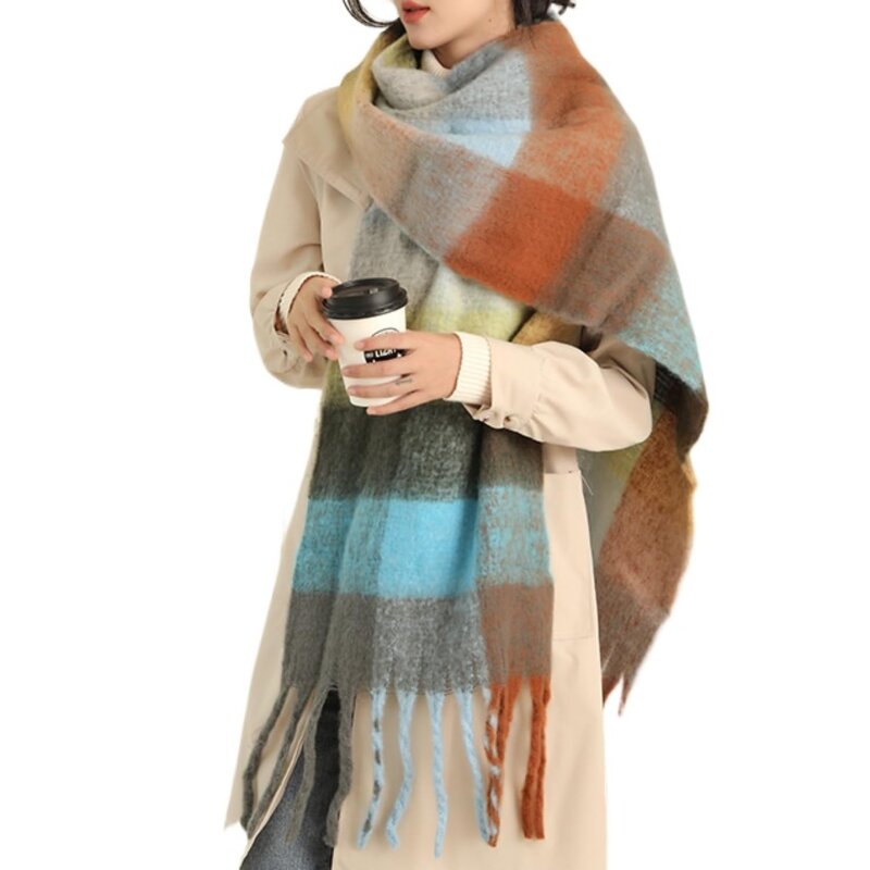 Winter Scarf Manufacturer - Large Chunky Plaid Checked Colorful Oversized Soft