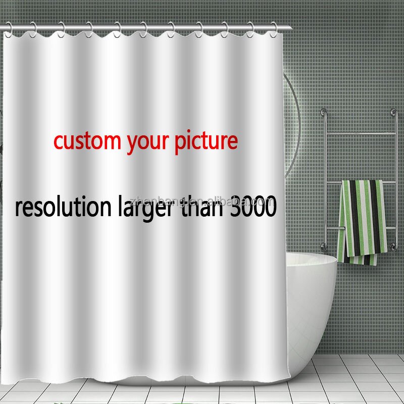 Bathroom Set Factory - Customized 3D Design Waterproof Fabric Shower Curtain