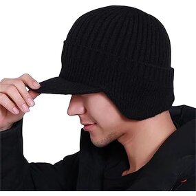Knitted Hat Manufacturer - Custom Elastic Warm Ear Protection with Brim