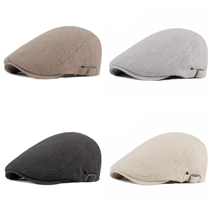 Linen Beret Factory - Unisex Four Seasons Breathable Ivy Flat Cap Embossed