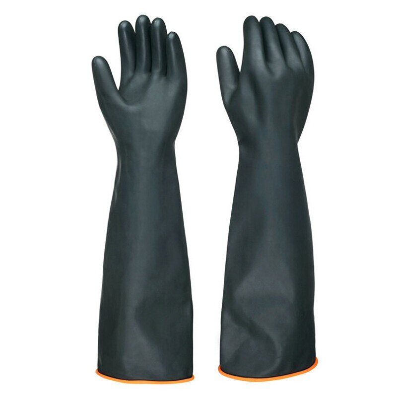 Latex Chemical Gloves Manufacturer - Lengthened Thickened 35 45 55 CM Black Acid Alkali