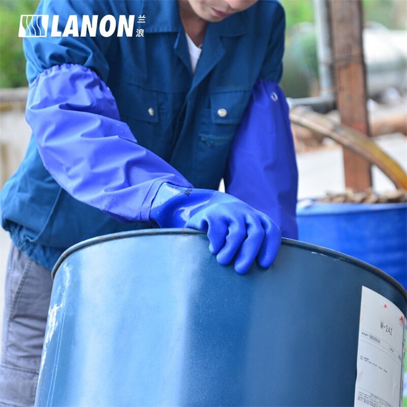 PVC Chemical Gloves Manufacturer - 806SL Extended Sleeve 66 CM Blue Oil Acid Alkali