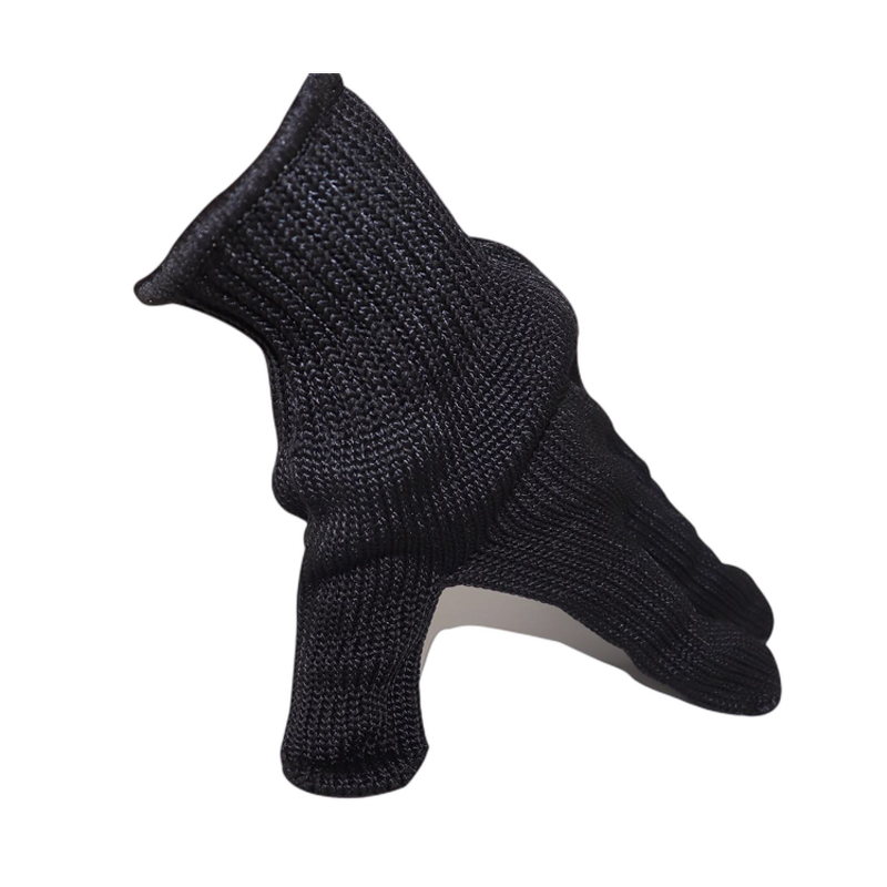 Steel Wire Gloves Manufacturer - Black High Strength Polyester Level 4 Anti-Cut