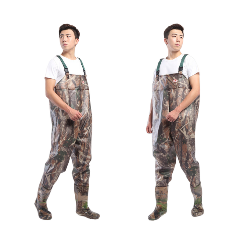 Chest Fishing Waders Manufacturer - Waterproof PVC Knitted Fabric Camouflage with Boots