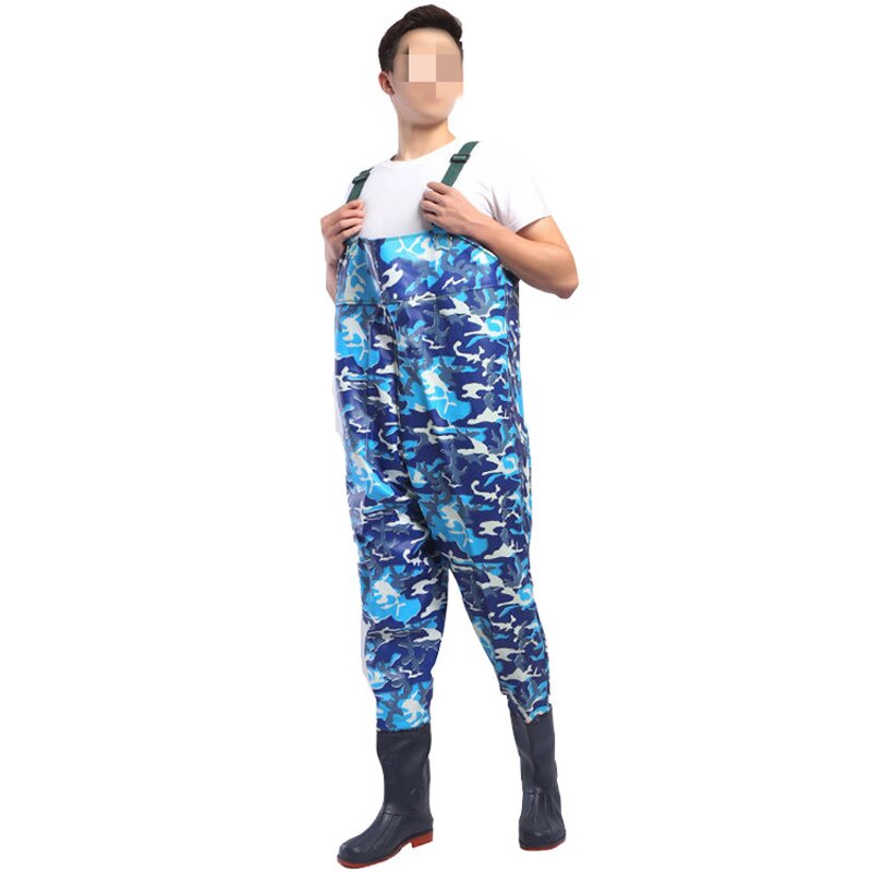 Chest Fishing Waders Manufacturer - Waterproof PVC Knitted Fabric Camouflage with Boots
