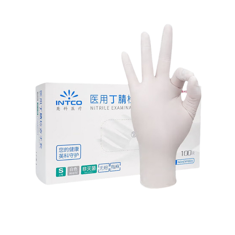 Disposable Nitrile Gloves Manufacturer - INTCO White Examination Powder Free Textured