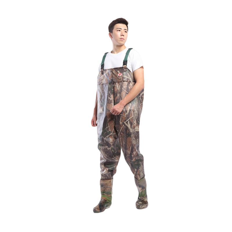 Chest Fishing Waders Manufacturer - Waterproof PVC Knitted Fabric Camouflage with Boots