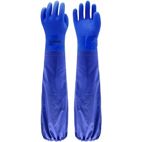 PVC Chemical Gloves Manufacturer - 806SL Extended Sleeve 66 CM Blue Oil Acid Alkali