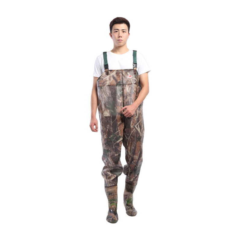 Chest Fishing Waders Manufacturer - Waterproof PVC Knitted Fabric Camouflage with Boots