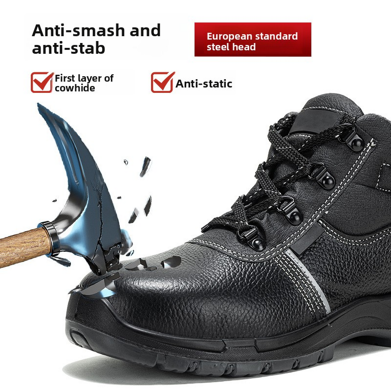 Construction Safety Shoes Factory - Men's Cowhide High-Top Anti-Static Anti-Impact