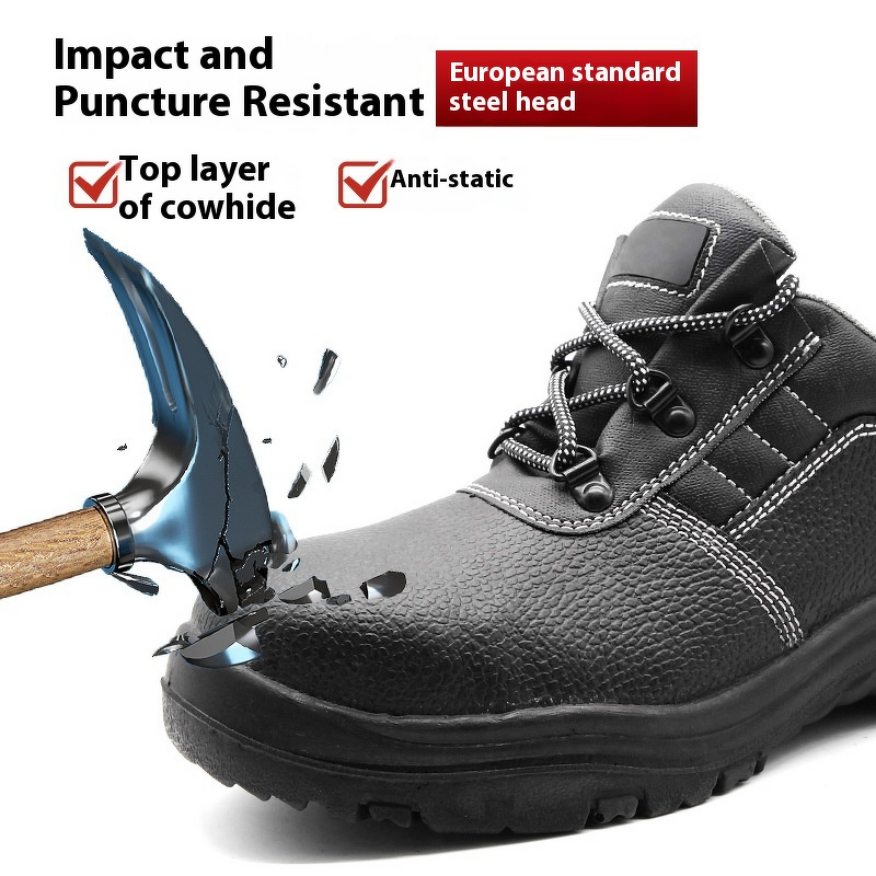 Construction Safety Shoes Factory - Men's Cowhide High-Top Anti-Static Anti-Impact