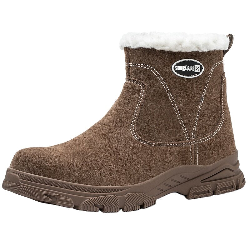 Winter Work Shoes Manufacturer - Men's High-Top Leather Mesh Fleece-Lined