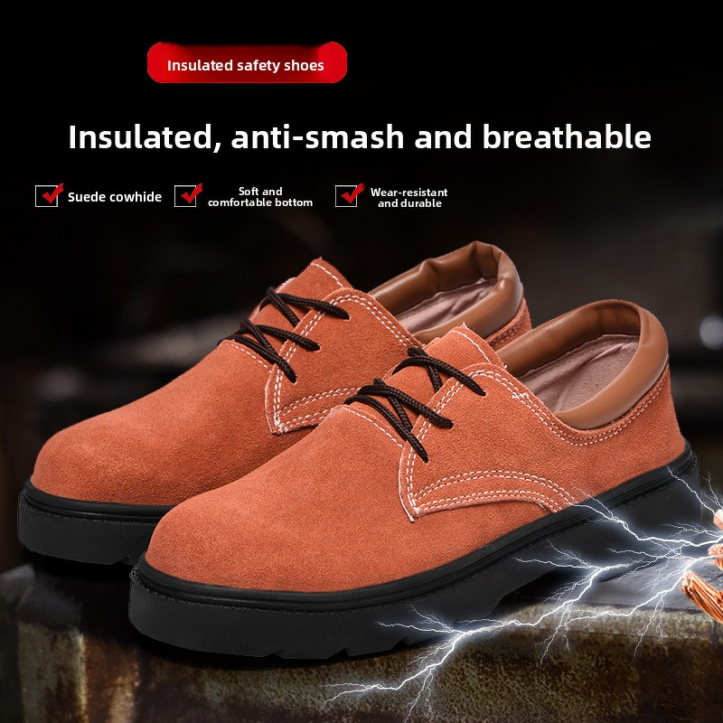 Insulation Safety Shoes Factory - Watermelon Red 6Kv Two-Layer Suede Cowhide