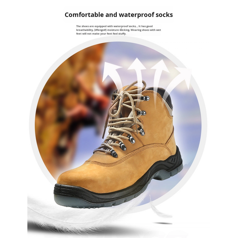 Rain Boots Factory - Waterproof Nubuck Lace-up Anti-Smash Anti-Puncture