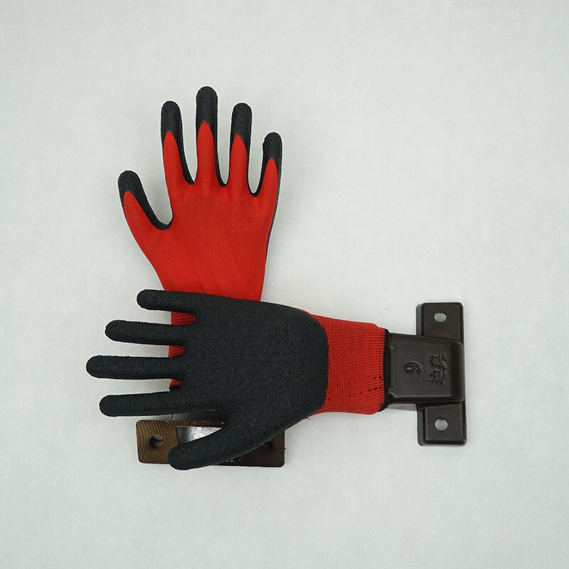 Cut Resistant Gloves Factory - Wholesale 13-Gauge Red Gauze Black Latex Wrinkled