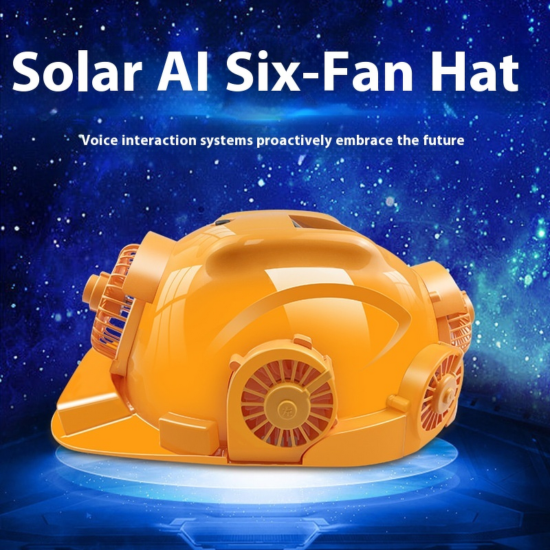 Cooling Helmet Factory - Dual-Power Six-Fan Cap Summer Voice-Controlled Bluetooth