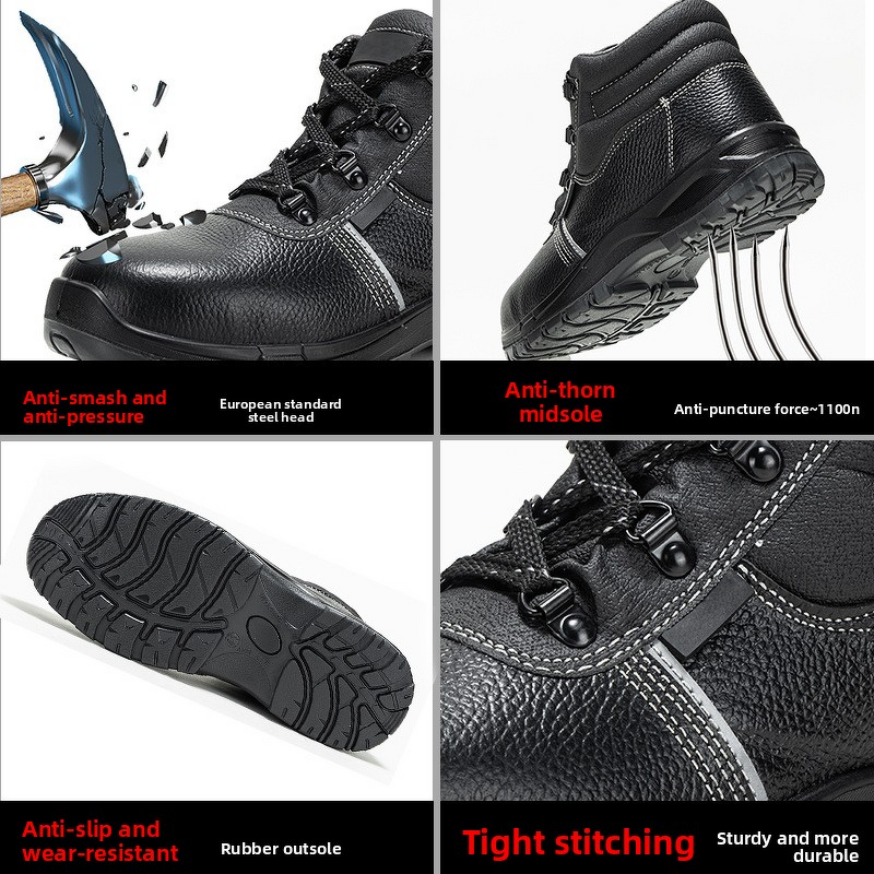 Construction Safety Shoes Factory - Men's Cowhide High-Top Anti-Static Anti-Impact