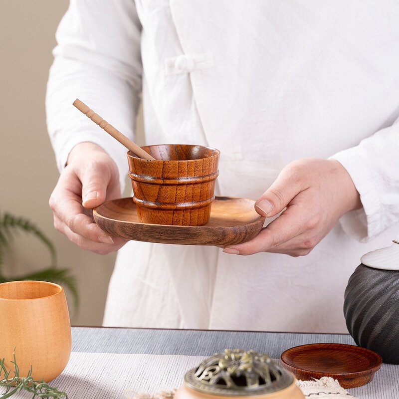 Japanese Tea Cups Manufacturer - Handmade Natural Solid Wood Drinking Water Cup