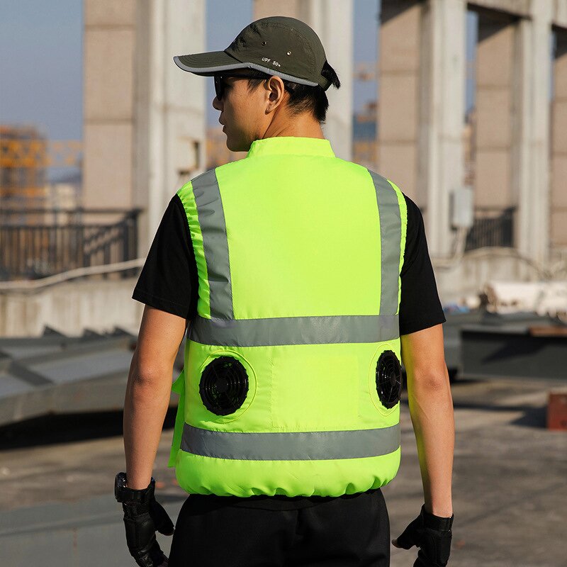 Cooling Vest Manufacturer - Summer Sleeveless Zip-Up Dual Fan 3-Speed Adjustable for Construction