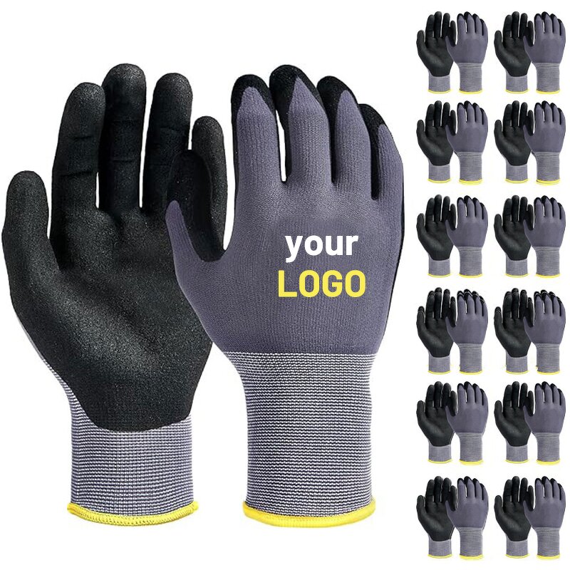 Nitrile Coated Gloves Manufacturer - 15 Gauge Seamless Grey Nylon Spandex Sandy Palm