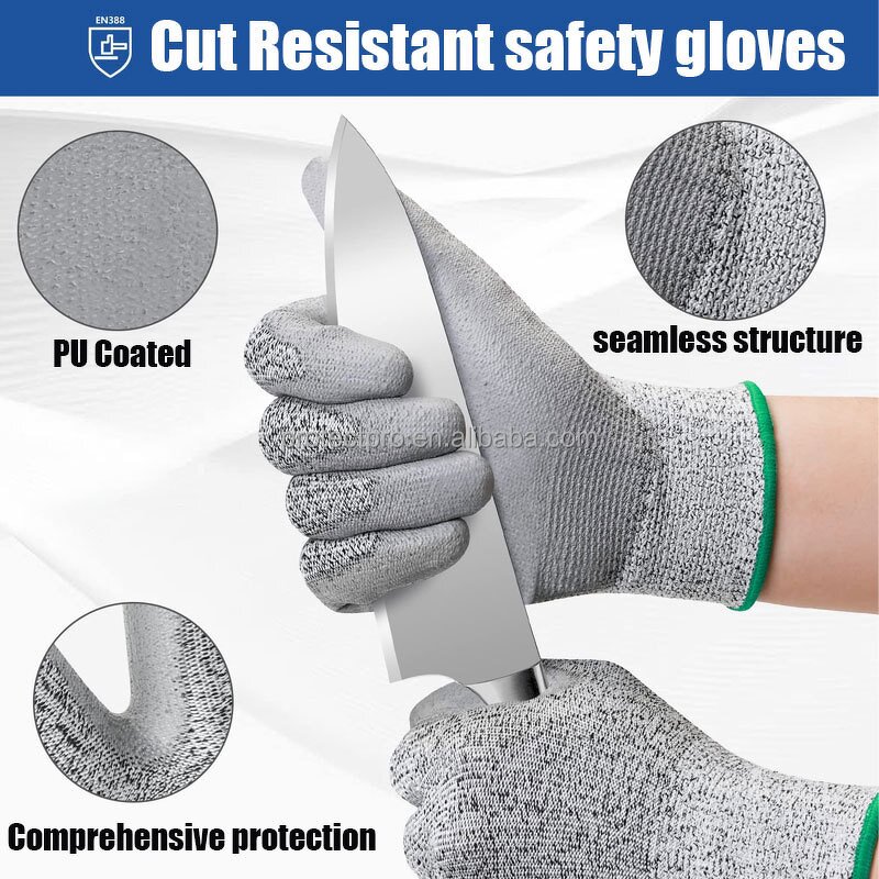 Cut Resistant Gloves Manufacturer - Custom Wholesale With HPPE PU Coated for Construction