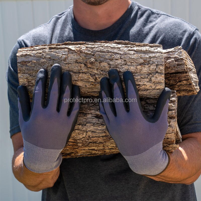 Nitrile Coated Gloves Manufacturer - 15 Gauge Seamless Grey Nylon Spandex Sandy Palm