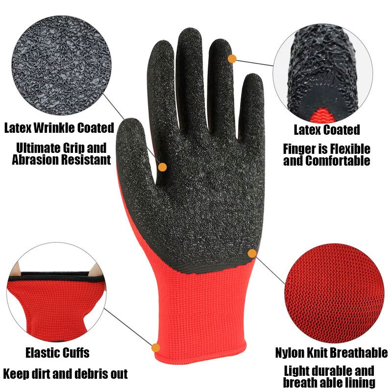 Work Gloves Manufacturer - Hot Sell Latex Crinkle Grip 13Gauge Nylon Construction