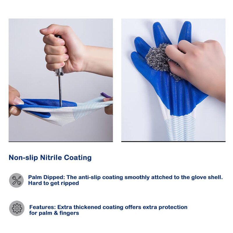 Work Gloves Manufacturer - Wholesale Anti Slip Nylon Nitrile Smooth Coated Breathable